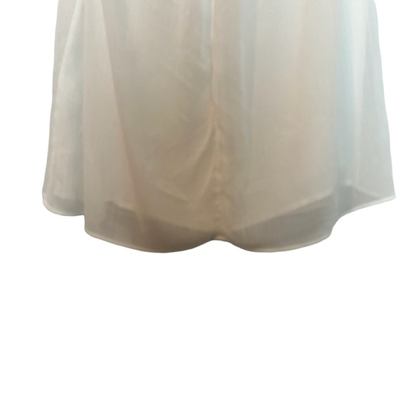 Sam Edelman White Sheer Gathered Neck Blouse w/ Back Keyhole Rhinestone Closure - Picture 11 of 14